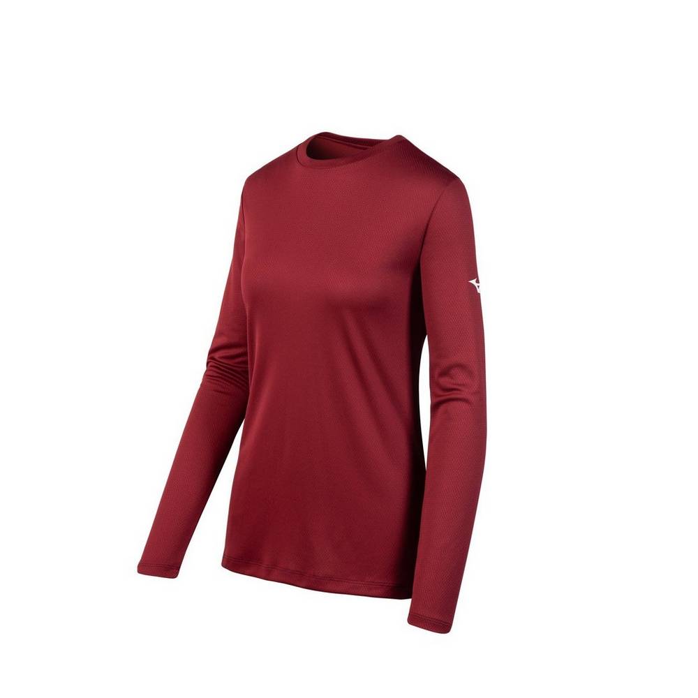 Mizuno Women's Long Sleeve T-Shirts Burgundy (530044-DCN)